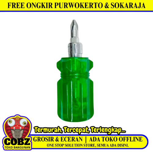 1 1/2 IN / COBZ 02 Obeng Screwdriver Two Way Bolak Balik Plus Minus Mini Gagang Bahan