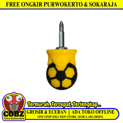 1 1/2 IN / COBZ 01 Obeng Screwdriver Two Way Bolak Balik Plus Minus Mini Gagang Bahan