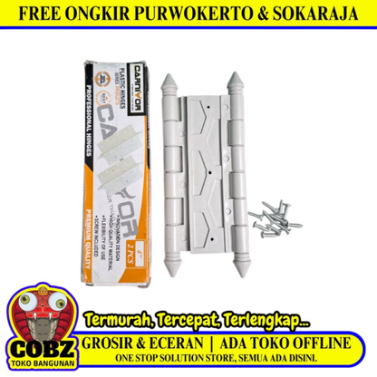 4 IN / CARNIVOR Engsel Kupu Kupu Pintu Jendela Hinge Plastik PVC Putih Set