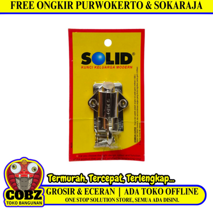 SOLID 613 B SN Rambuncis Handle Slot Grendel Kunci Jendela Kanan Stainless Silver