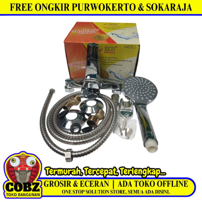 1/2 IN / ISCO WHC-6701 Kran Shower Panas Dingin Stainless + Selang + Shower Set