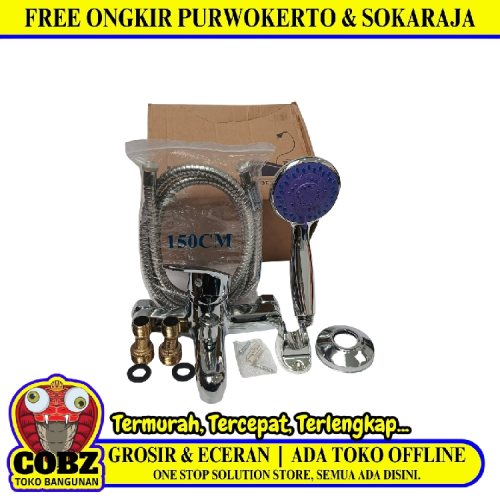 1/2 IN / BANO Kran Shower Panas Dingin Stainless + Selang + Shower Set