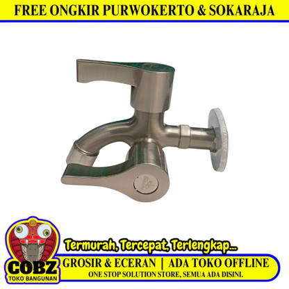 1/2 IN / GRAVINO 5092 Kran Air Cabang Double Shower Mesin Cuci Stainless