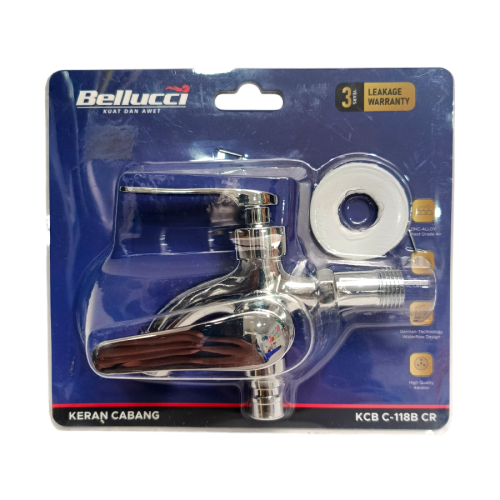 1/2 IN / BELLUCCI C-118B CR Kran Air Cabang Double Shower Mesin Cuci Stainless