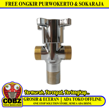 1/2 IN / AUGUSTO Stop Kran Air Cabang Tee Shower Kloset Stainless