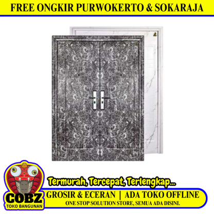 5 CM x 150 CM x 210 CM / FORTRESS MRBL FORT 150.14 DOUBLE Pintu Kamar Mandi Baja Putih Set