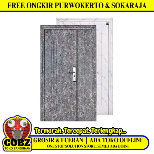 5 CM x 120 CM x 210 CM / FORTRESS MRBL FORT 120.12 MOM & SON Pintu Kamar Mandi Baja Abu Set