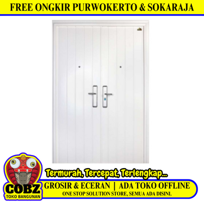 5 CM x 150 CM x 220 CM / FORTRESS PRIME 150.02 DOUBLE Pintu Kamar Mandi Baja White Set