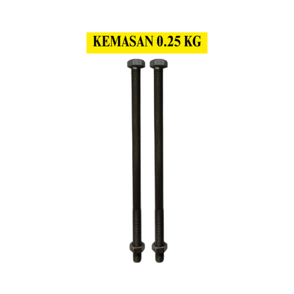 25 CM / TM Baut Mur Hexagon Bolt Nut Flat Head Warna KG