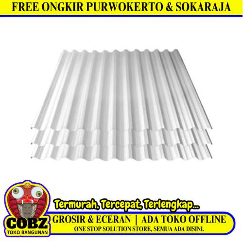 0.25 MM x 75 CM x 3 M / TM Spandek Galvalum Jenis Gelombang Lembar