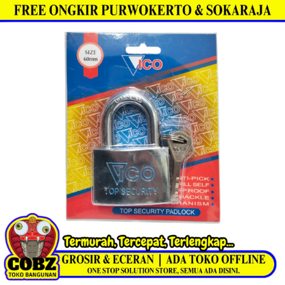 60 MM / VICO  Gembok Pintu Pagar Padlock Anti Maling Leher Pendek