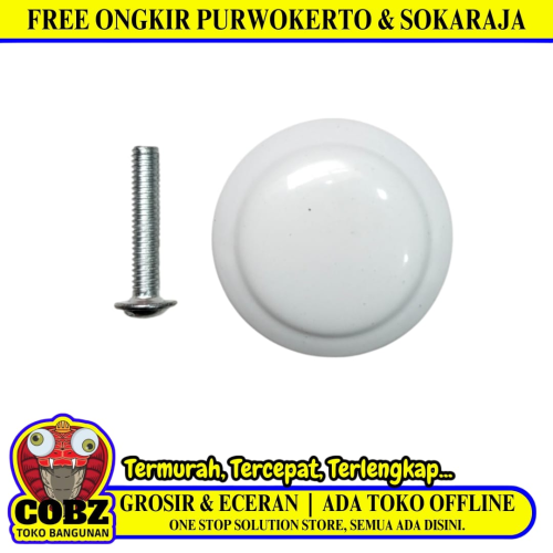 D 2 1/2 CM / COBZ Tarikan Pegangan Handle Laci Lemari Bulat Plastik PVC Putih