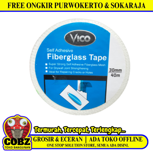 30 MM / VICO Isolasi Lakban Serat Kasa Plafon GRC Fiber Tape