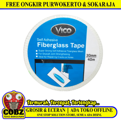 30 MM / VICO Isolasi Lakban Serat Kasa Plafon GRC Fiber Tape