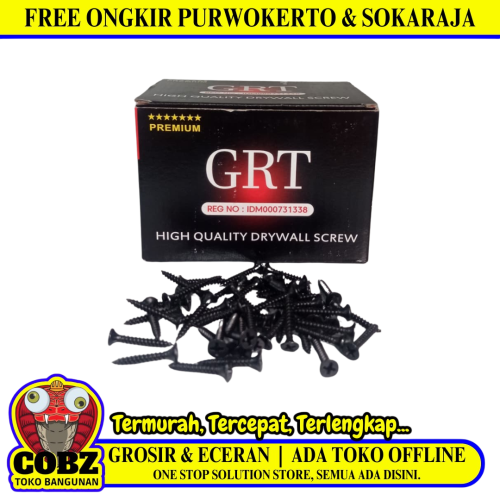 #6 X 1 IN / GRT Sekrup Gypsum Screw Plafon Board GRC Hitam Dus