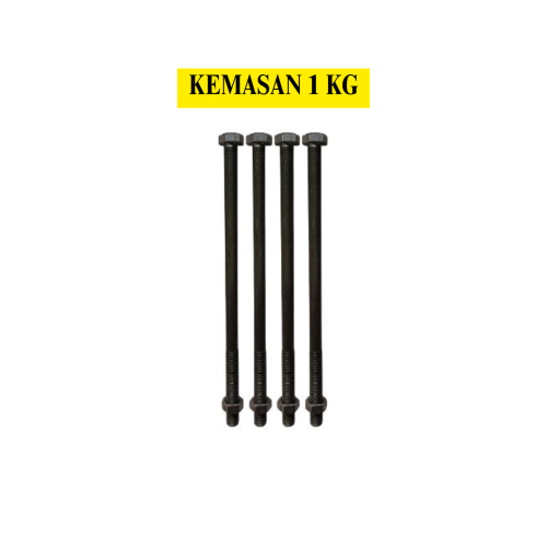25 CM / TM Baut Mur Hexagon Bolt Nut Flat Head Hitam KG - 1 KG