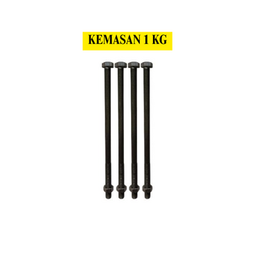 25 CM / TM Baut Mur Hexagon Bolt Nut Flat Head Hitam KG - 1 KG