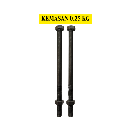 20 CM / TM Baut Mur Hexagon Bolt Nut Flat Head Hitam KG - 0.25 KG
