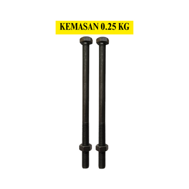 20 CM / TM Baut Mur Hexagon Bolt Nut Flat Head Hitam KG - 0.25 KG
