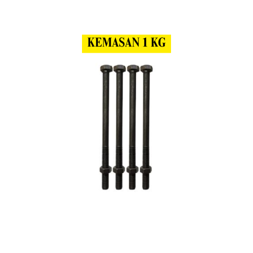 20 CM / TM Baut Mur Hexagon Bolt Nut Flat Head Hitam KG - 1 KG