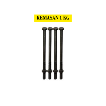 20 CM / TM Baut Mur Hexagon Bolt Nut Flat Head Hitam KG - 1 KG