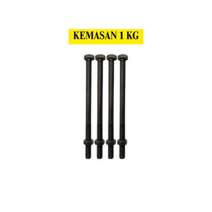 20 CM / TM Baut Mur Hexagon Bolt Nut Flat Head Hitam KG - 1 KG