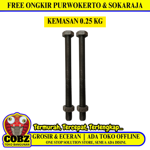 15 CM / TM Baut Mur Hexagon Bolt Nut Flat Head Hitam KG - 0.25 KG