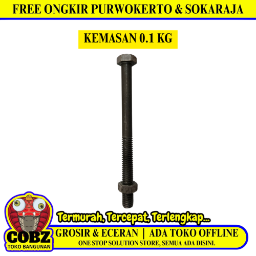 15 CM / TM Baut Mur Hexagon Bolt Nut Flat Head Hitam KG - 0.1 KG
