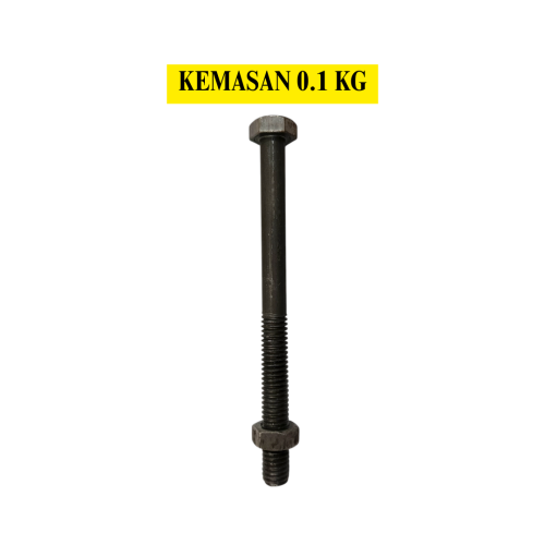 15 CM / TM Baut Mur Hexagon Bolt Nut Flat Head Hitam KG - 0.1 KG