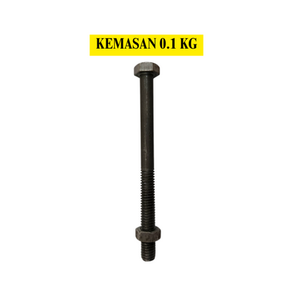 15 CM / TM Baut Mur Hexagon Bolt Nut Flat Head Hitam KG - 0.1 KG