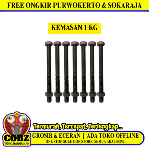 15 CM / TM Baut Mur Hexagon Bolt Nut Flat Head Hitam KG - 1 KG