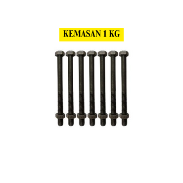 15 CM / TM Baut Mur Hexagon Bolt Nut Flat Head Hitam KG - 1 KG