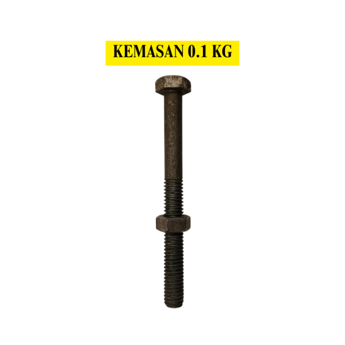 12 CM / TM Baut Mur Hexagon Bolt Nut Flat Head Hitam KG - 0.1 KG