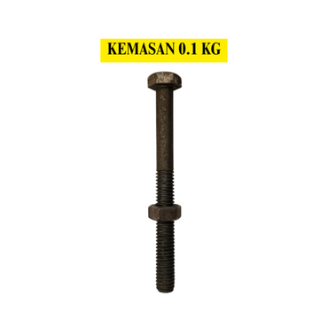 12 CM / TM Baut Mur Hexagon Bolt Nut Flat Head Hitam KG - 0.1 KG