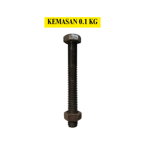 10 CM / TM Baut Mur Hexagon Bolt Nut Flat Head Hitam KG - 0.1 KG