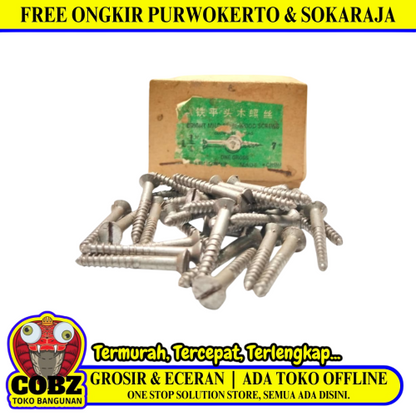 1 1/4 IN / CHW Sekrup Baut Kayu Kepala Rata Plus Wood Screw Dus