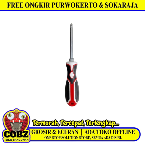3 IN / GSW Obeng Screwdriver Two Way Bolak Balik Plus Minus 2 In 1 Gagang Fiber