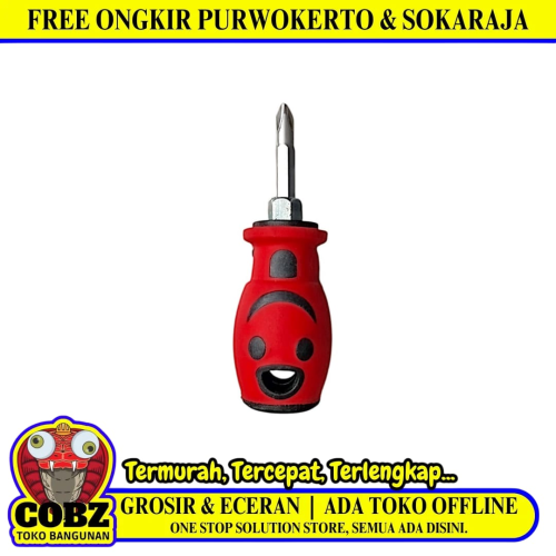 1 1/2 IN / COBZ 7763 Obeng Screwdriver Two Way Bolak Balik Plus Minus 2 In 1 Gagang Fiber