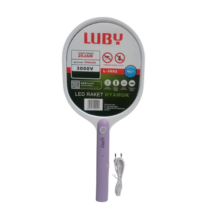 LUBY L-3882 Mosquito Swatter Raket Nyamuk Cas Rechargeable Kabel