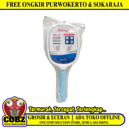MATSUGI MG19 Mosquito Swatter Raket Nyamuk Cas Rechargeable Kabel