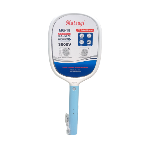 MATSUGI MG19 Mosquito Swatter Raket Nyamuk Cas Rechargeable Kabel