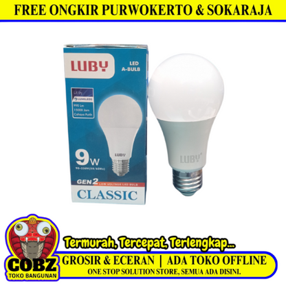 9 WATT / LUBY CLASSIC GEN 2 LED Lampu Bohlam Bulb Moto Putih