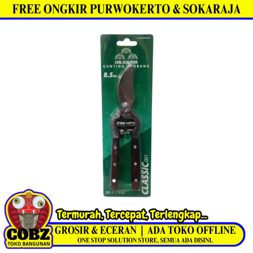 8.5  IN / CARL SCHLIEPER Gunting Dahan Bengkok Ranting Tanaman Pruning Shears Gagang Kayu