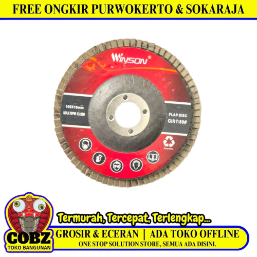 4 IN x GRIT 80 / WINSON Flap Disc Mata Gernda Amplas Susun Kipas