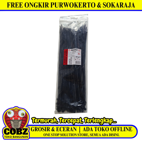 3.6 MM x 300 MM / MASKO Kabel Cable Ties Tali Ripet 30 CM Hitam Pack