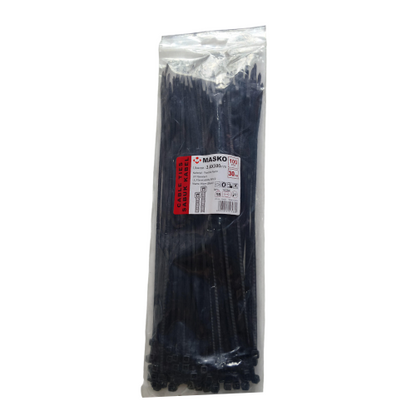 3.6 MM x 300 MM / MASKO Kabel Cable Ties Tali Ripet 30 CM Hitam Pack