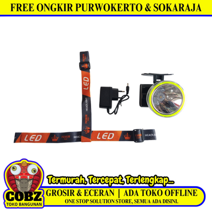40 WATT / LUBY L-2880NL Senter Kepala Lampu LED Headlamp Jauh Dekat Charge