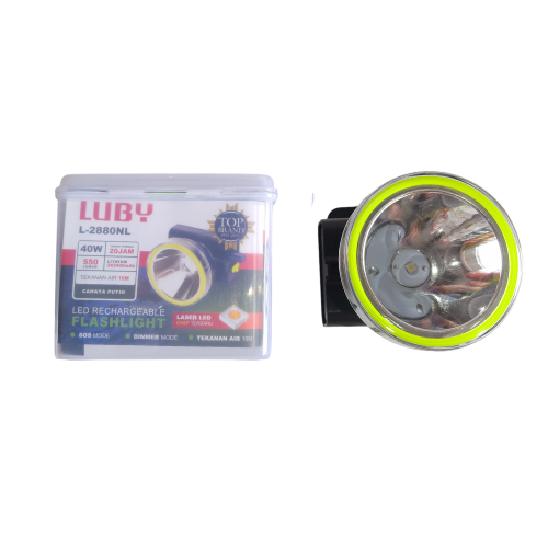 40 WATT / LUBY L-2880NL Senter Kepala Lampu LED Headlamp Jauh Dekat Charge