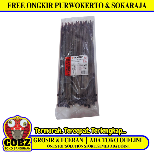 3.6 MM x 250 MM / MASKO Kabel Cable Ties Tali Ripet 25 CM Hitam Pack