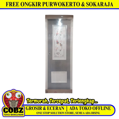 10 CM x 70 CM x 196 CM / ROYAL Pintu Kamar Mandi PVC Abu Tua + Cermin Set